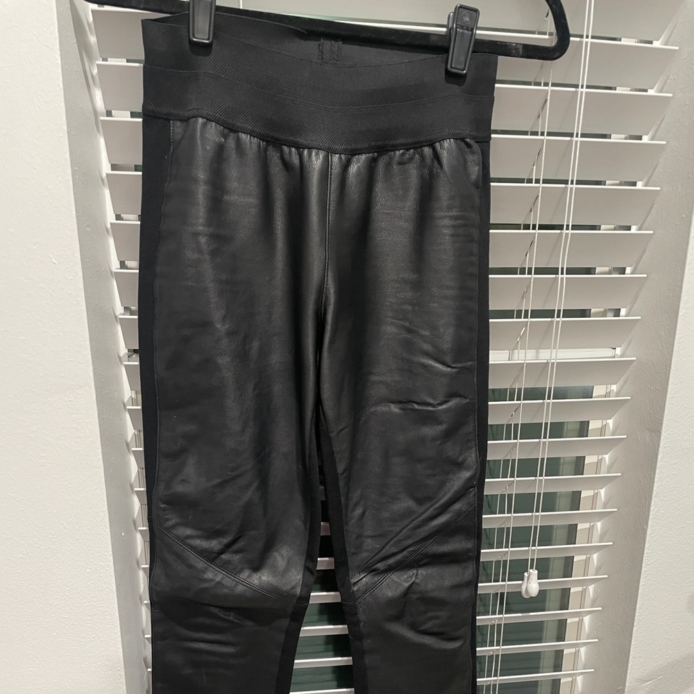 PAIGE Black Leather-Blend Pants